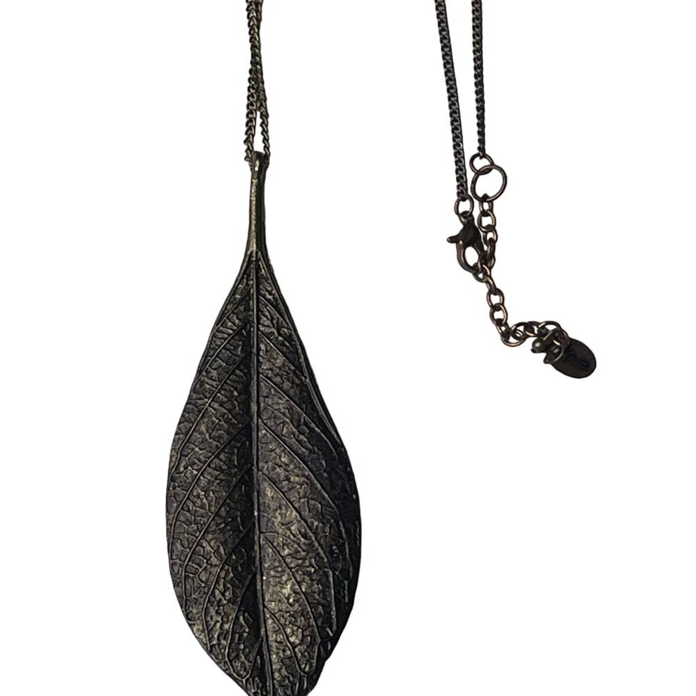 ZAD Bronze Leaf Pendant Necklace With Chain Lobster Clasp Retro u